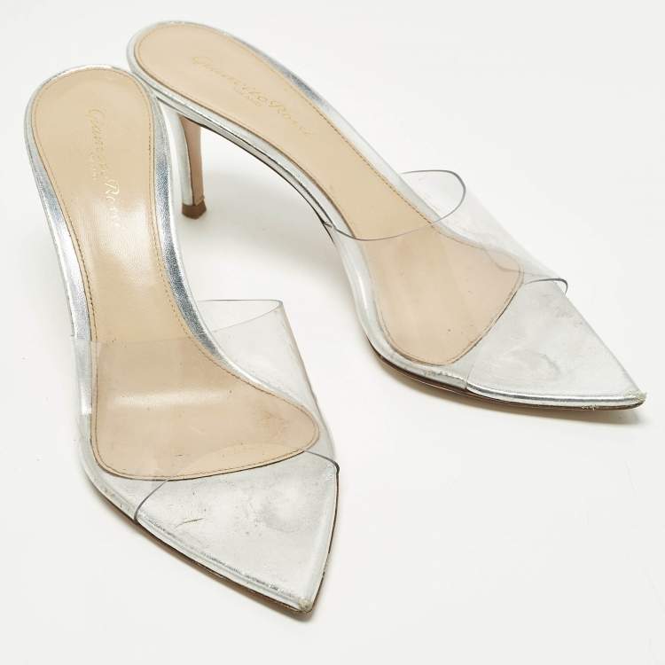 Pre Owned Gianvito Rossi Elle Size 38 Transparent PVC Slide Sandals