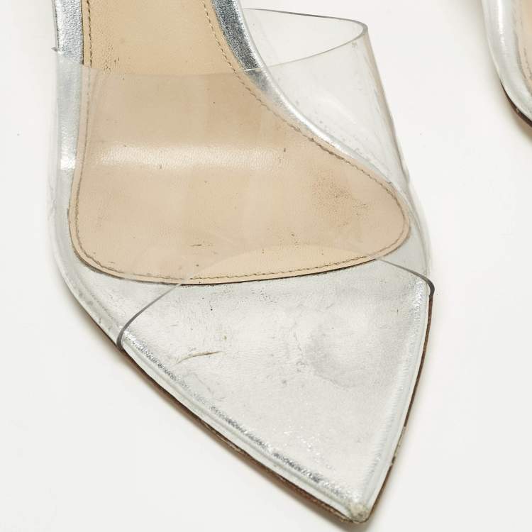Pre Owned Gianvito Rossi Elle Size 38 Transparent PVC Slide Sandals