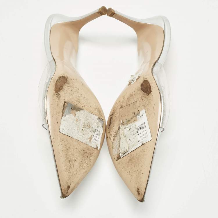 Pre Owned Gianvito Rossi Elle Size 38 Transparent PVC Slide Sandals