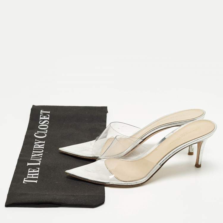 Pre Owned Gianvito Rossi Elle Size 38 Transparent PVC Slide Sandals