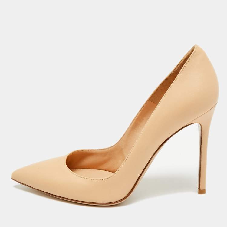 Pre Owned Gianvito Rossi Gianvito 105 Size 38.5 Beige Leather Pumps