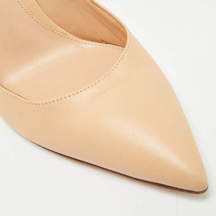 Pre Owned Gianvito Rossi Gianvito 105 Size 38.5 Beige Leather Pumps