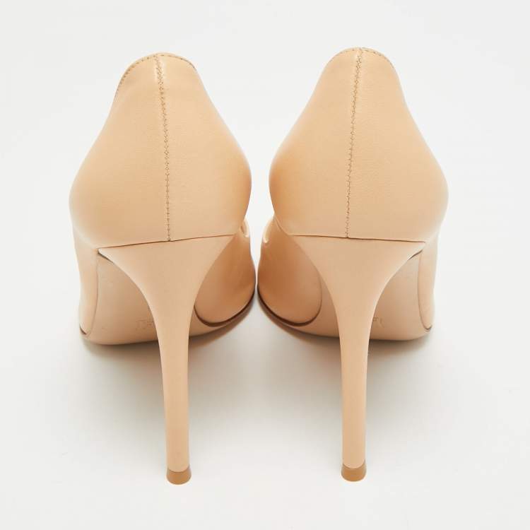Pre Owned Gianvito Rossi Gianvito 105 Size 38.5 Beige Leather Pumps