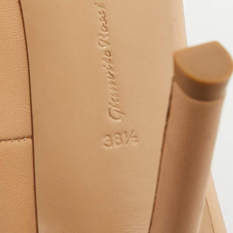 Pre Owned Gianvito Rossi Gianvito 105 Size 38.5 Beige Leather Pumps