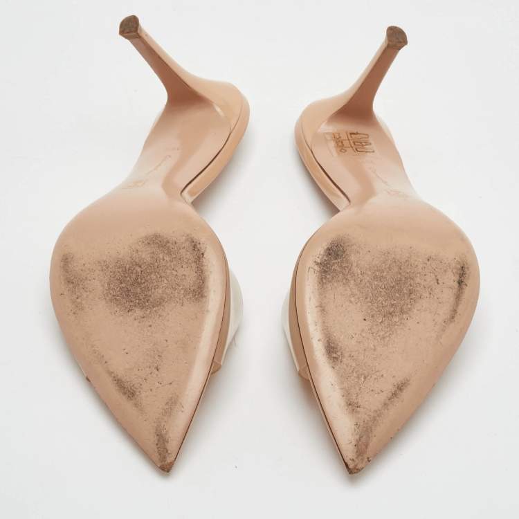 Pre Owned Gianvito Rossi Elle Size 39.5 Beige PVC Slide Sandals