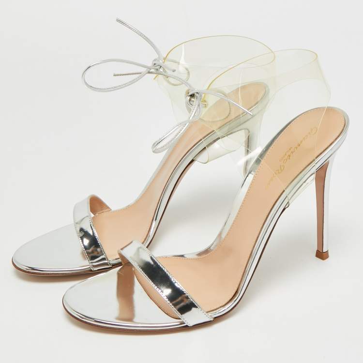 Pre Owned Gianvito Rossi Size 41 Transparent Leather and PVC Ankle Strap Sandals