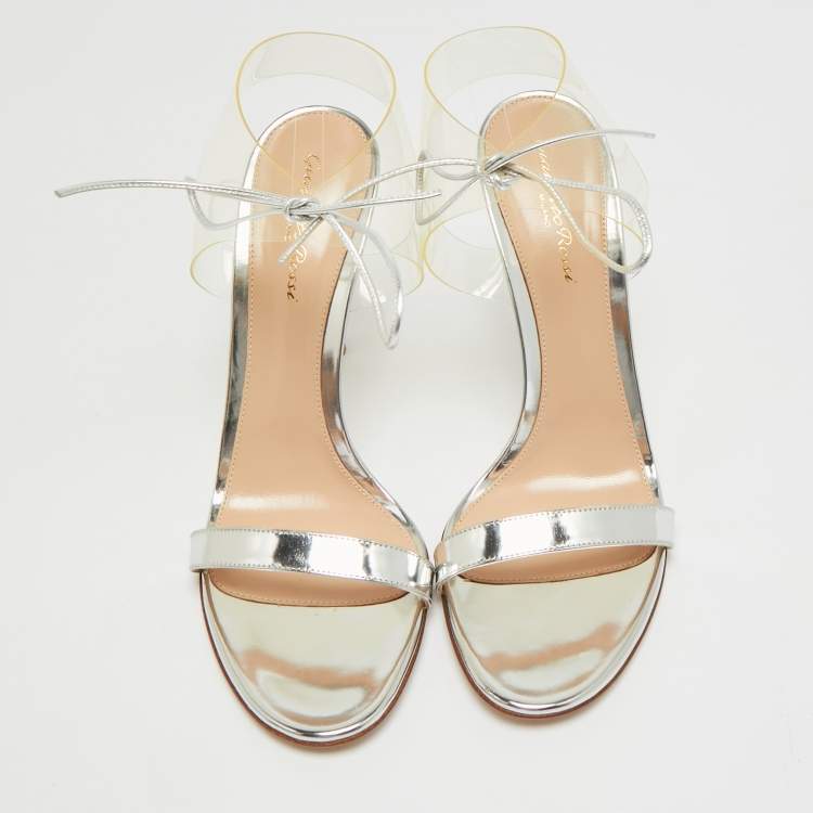 Pre Owned Gianvito Rossi Size 41 Transparent Leather and PVC Ankle Strap Sandals