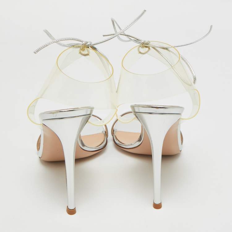 Pre Owned Gianvito Rossi Size 41 Transparent Leather and PVC Ankle Strap Sandals