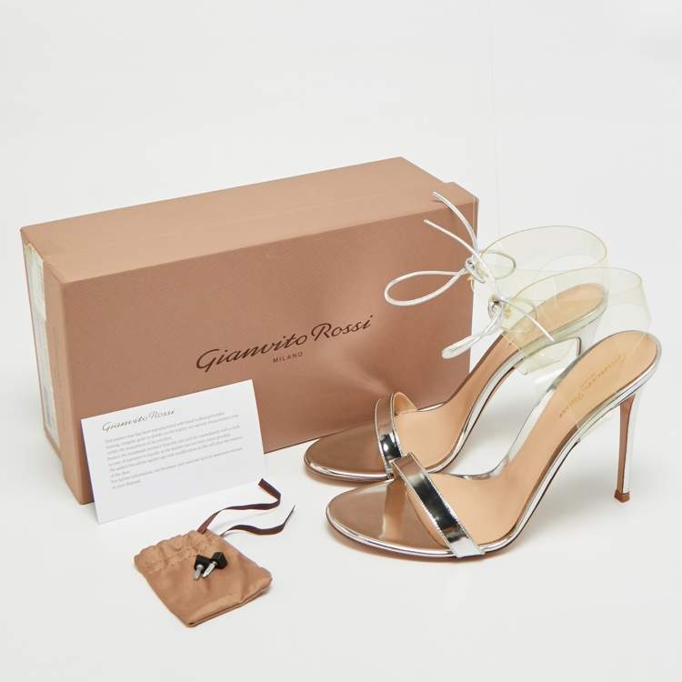Pre Owned Gianvito Rossi Size 41 Transparent Leather and PVC Ankle Strap Sandals