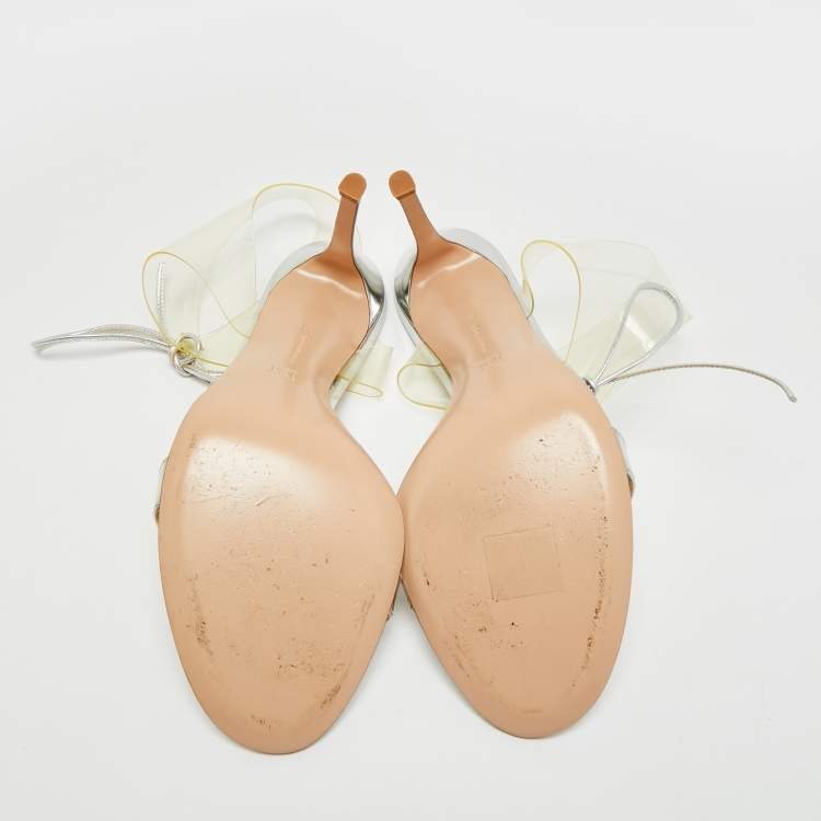 Pre Owned Gianvito Rossi Size 41 Transparent Leather and PVC Ankle Strap Sandals