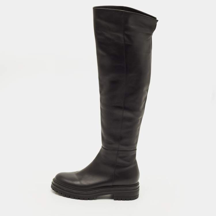 Pre Owned Gianvito Rossi Moka Size 37.5 Black Leather Knee Length Boots