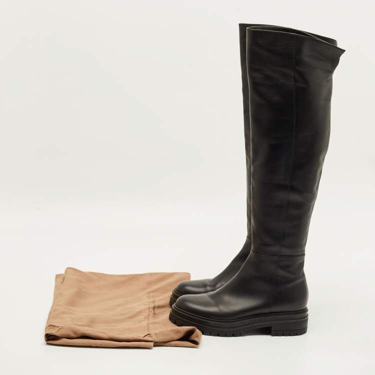 Pre Owned Gianvito Rossi Moka Size 37.5 Black Leather Knee Length Boots