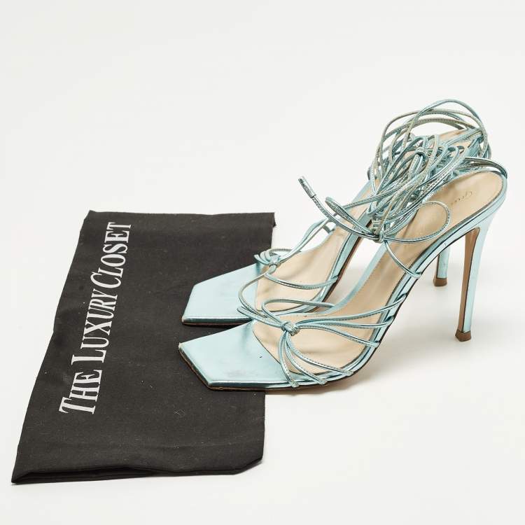 Pre Owned Gianvito Rossi Sylvie Size 39 Blue Leather Ankle Strap Sandals