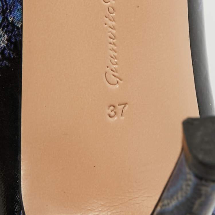 مملوكة مسبقًا حذاء كعب عالي جيانفيتو روسي جيانفيتو 105 ساتان أسود مقاس 37.5