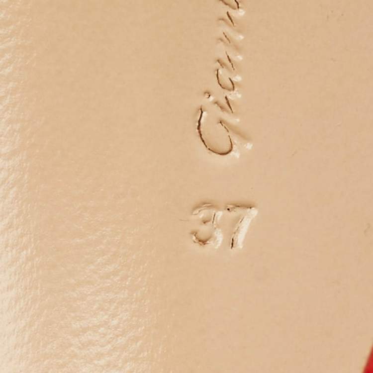 Pre Owned Gianvito Rossi Plexi Size 37 Red/Transparent PVC and Suede Pumps