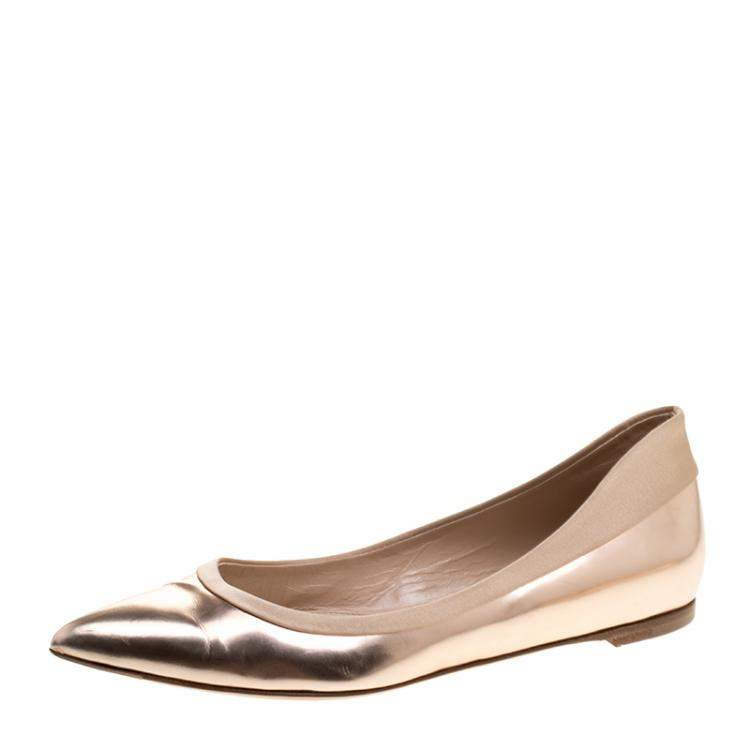 gold pointed toe flats