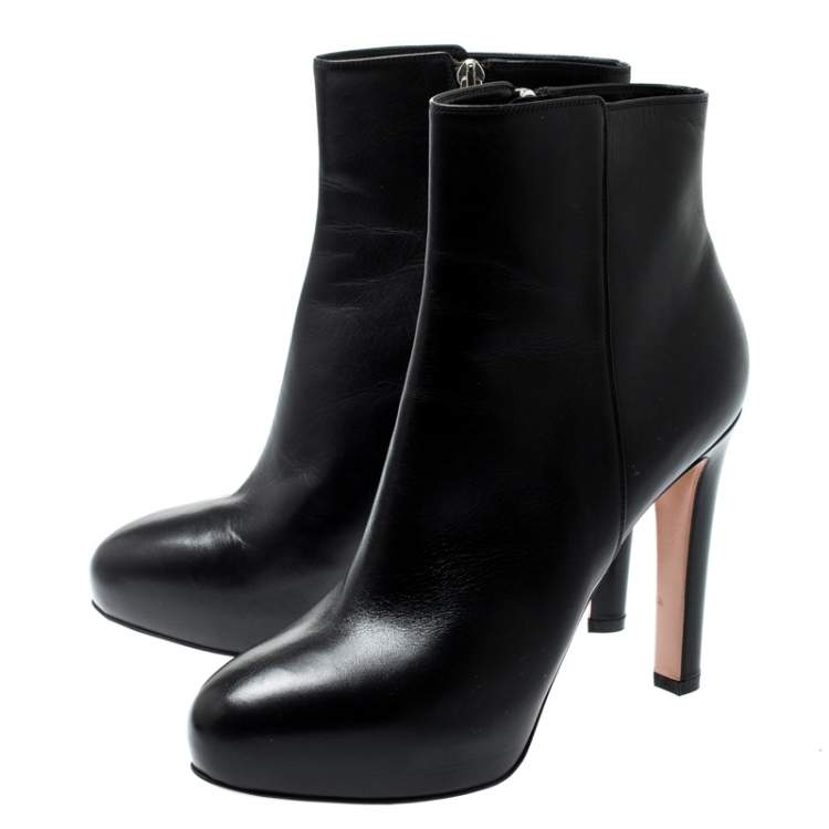 Pre Owned Gianvito Rossi Black Leather Platform Ankle Boots Size 39.5