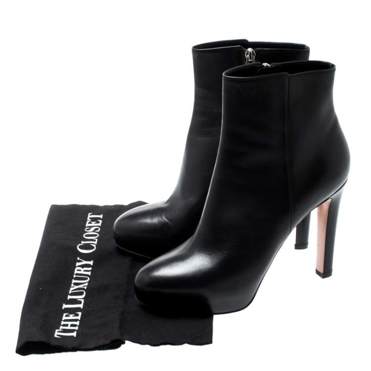 Pre Owned Gianvito Rossi Black Leather Platform Ankle Boots Size 39.5