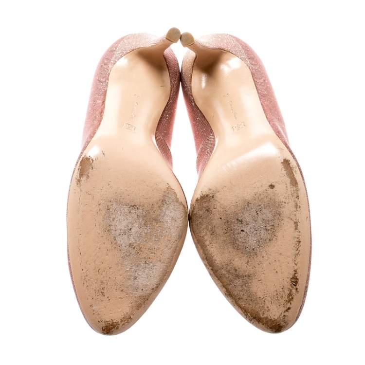 Pre Owned Gianvito Rossi Holographic Gold Glitter Pumps Size 39