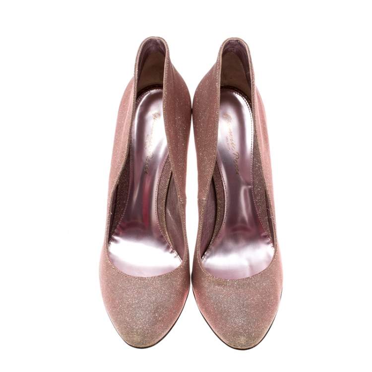 Pre Owned Gianvito Rossi Holographic Gold Glitter Pumps Size 39