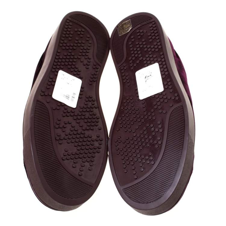 Pre Owned Gianvito Rossi Burgundy Velvet Loft Low Top Sneakers Size 41.5