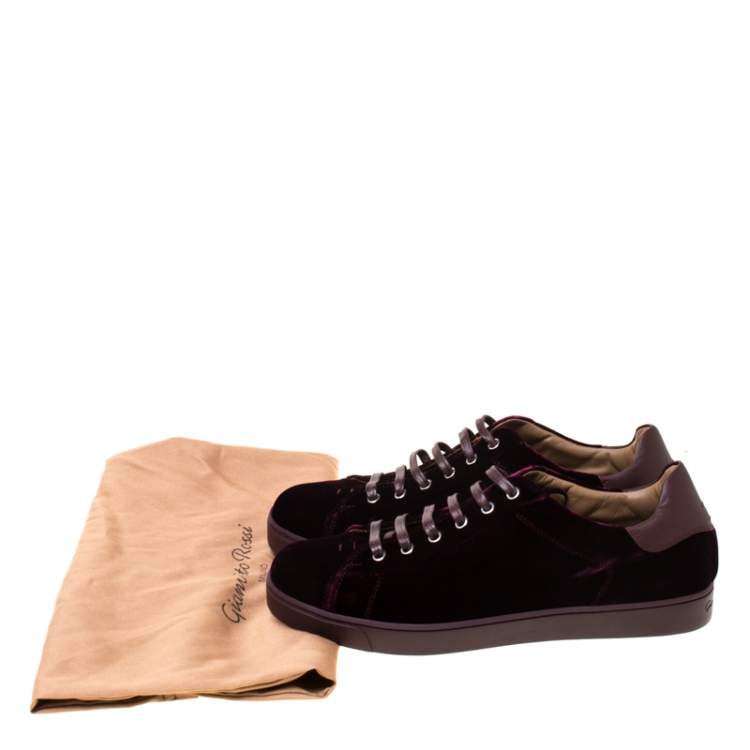 Pre Owned Gianvito Rossi Burgundy Velvet Loft Low Top Sneakers Size 41.5