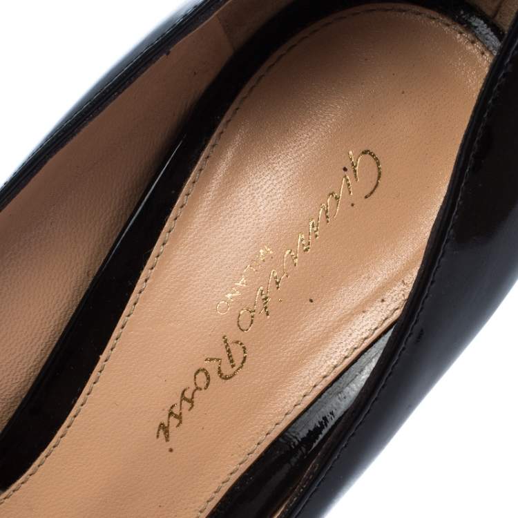 Pre Owned Gianvito Rossi Black Patent Leather Gianvito Pointed Toe Pumps Size 37.5