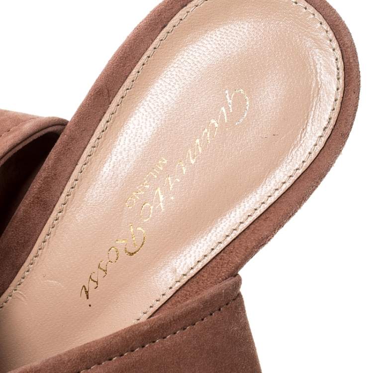 Pre Owned Gianvito Rossi Beige Suede Ankle Tie Sandals Size 37