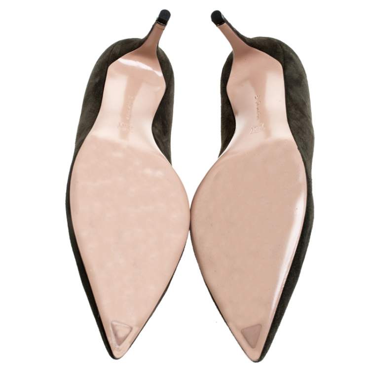 Pre Owned Gianvito Rossi Grey Suede Pointed Toe Pumps Size 41