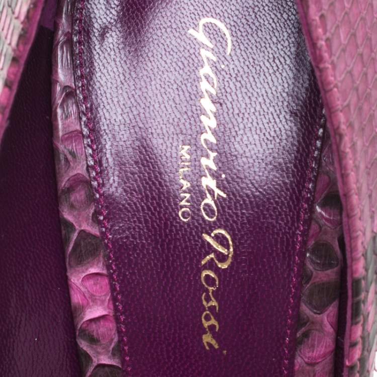 Pre Owned Gianvito Rossi Pink Python Pointed Toe Pumps Size 38