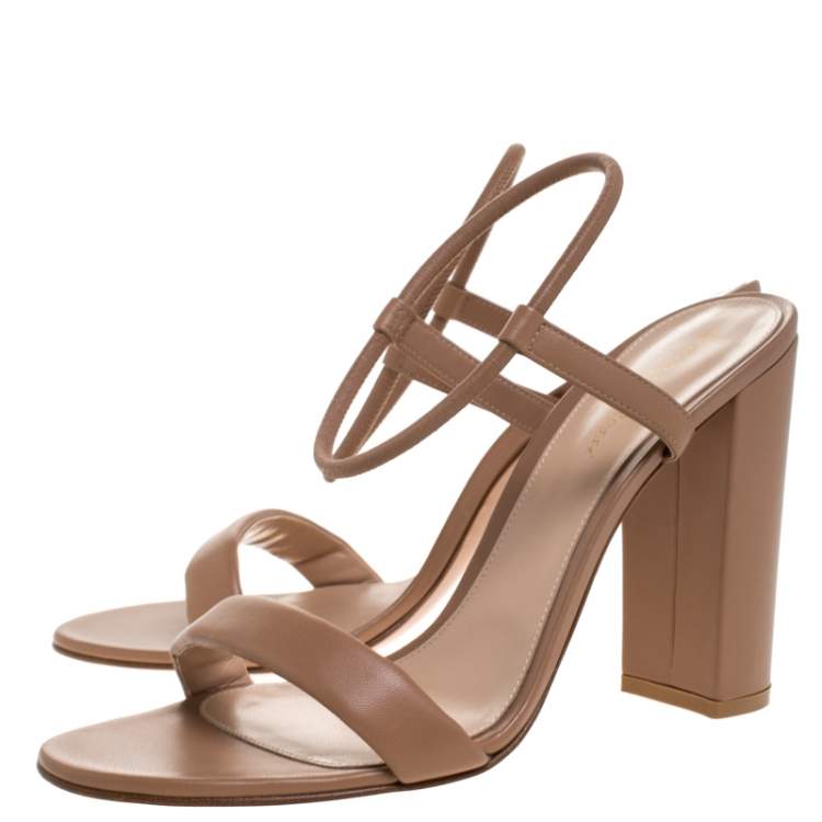 Pre Owned Gianvito Rossi Brown Leather Nikki Ankle Strap Sandals Size 41