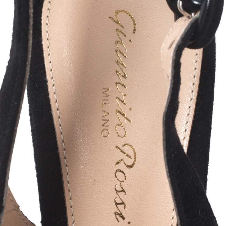 Pre Owned Gianvito Rossi Black Suede Anna Slingback Sandals Size 36