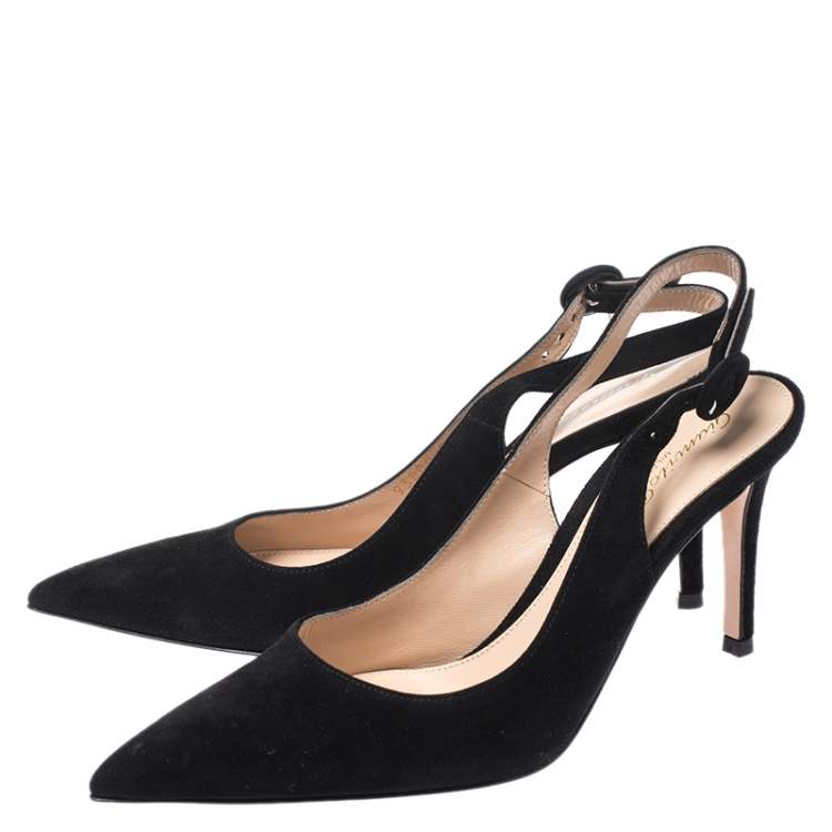 Pre Owned Gianvito Rossi Black Suede Anna Slingback Sandals Size 36