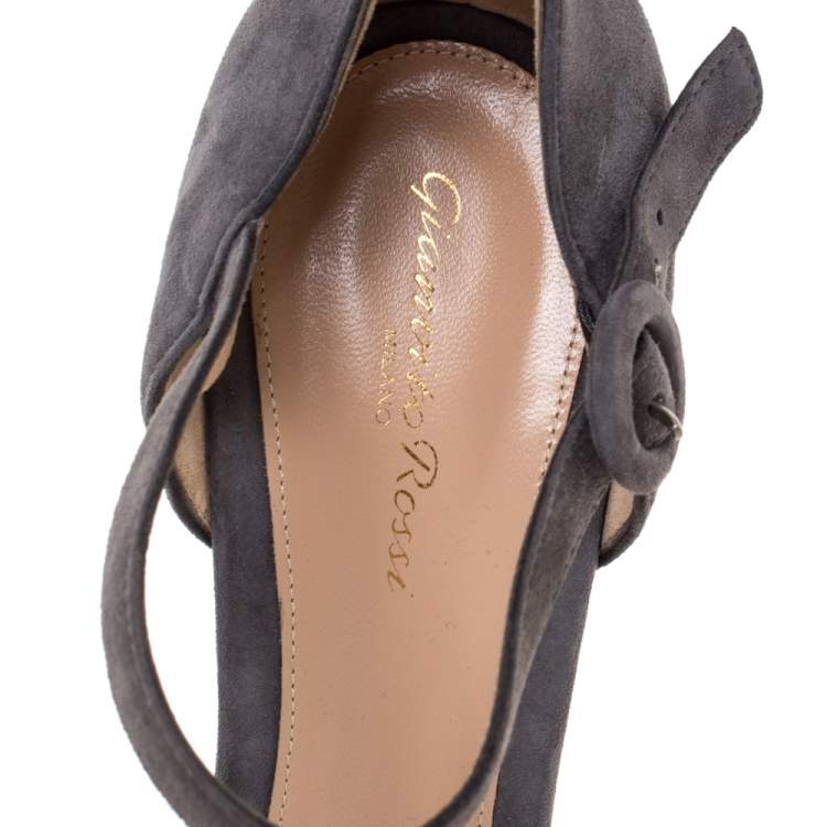 Pre Owned Gianvito Rossi Grey Suede D'orsay Strap Pumps Size 42