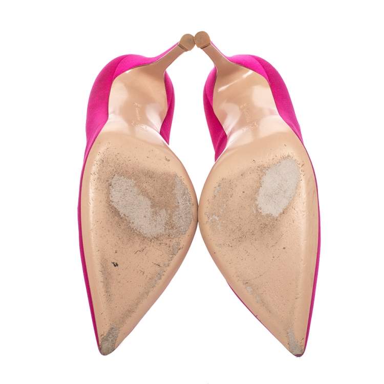 Pre Owned Gianvito Rossi Pink Satin Pointed Toe Pumps Size 36 