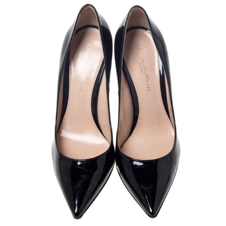 Pre Owned Gianvito Rossi Black Patent Leather Pointed Toe Pumps Size 36