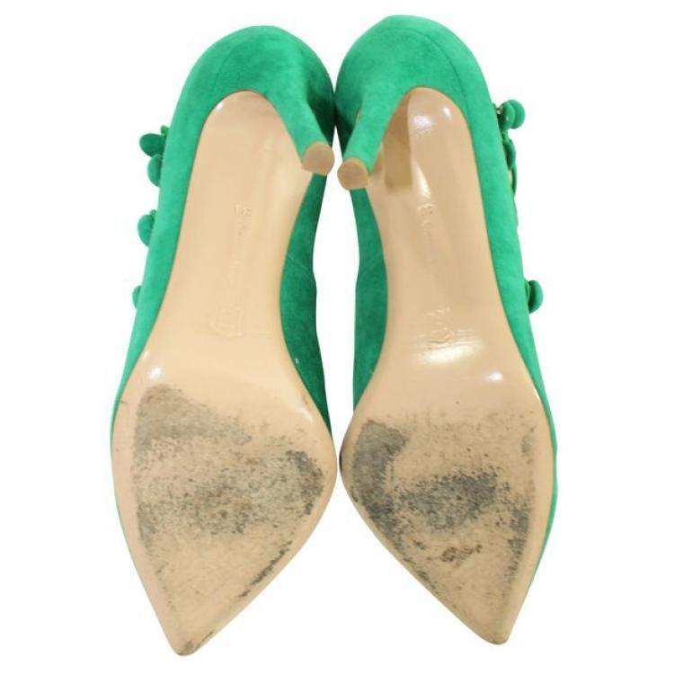 Pre Owned Gianvito Rossi  Suede Button Strap  Pumps
