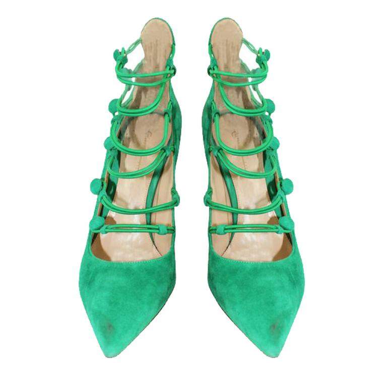 Pre Owned Gianvito Rossi  Suede Button Strap  Pumps