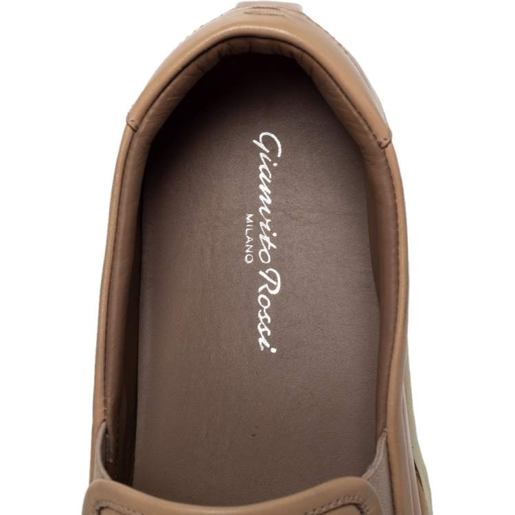Pre Owned Gianvito Rossi Beige Leather Slip On Sneakers Size 38