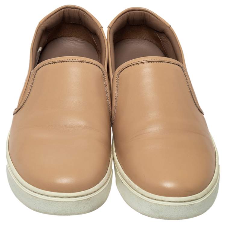 Pre Owned Gianvito Rossi Beige Leather Slip On Sneakers Size 38