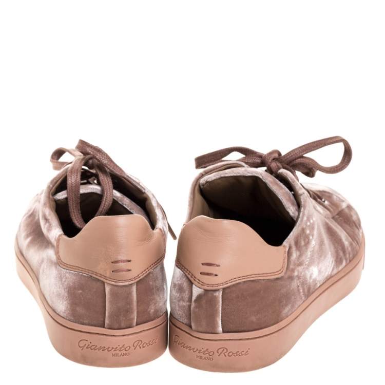مملوكة مسبقًا Gianvito Rossi Beige Velvet Loft Low Top Sneakers Size 36