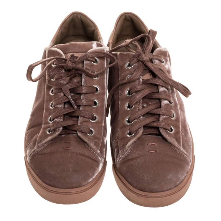 مملوكة مسبقًا Gianvito Rossi Beige Velvet Loft Low Top Sneakers Size 36
