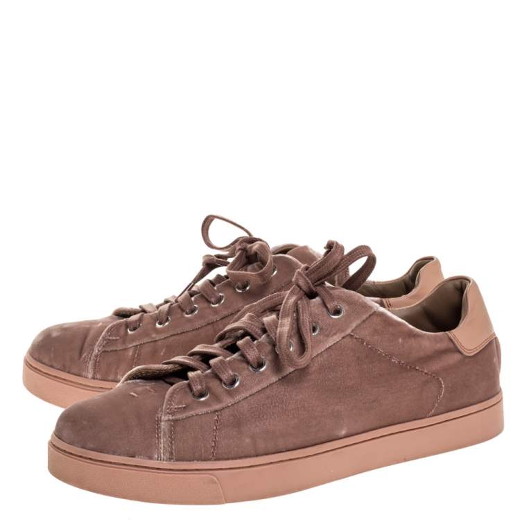 مملوكة مسبقًا Gianvito Rossi Beige Velvet Loft Low Top Sneakers Size 36