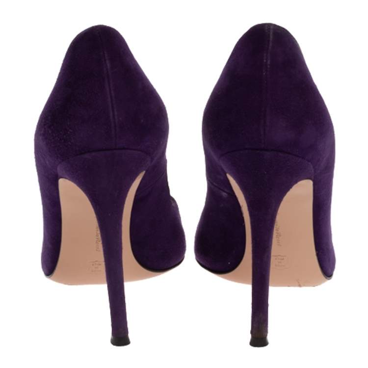 Pre Owned Gianvito Rossi Purple Suede Pointed Toe Pumps Size 38