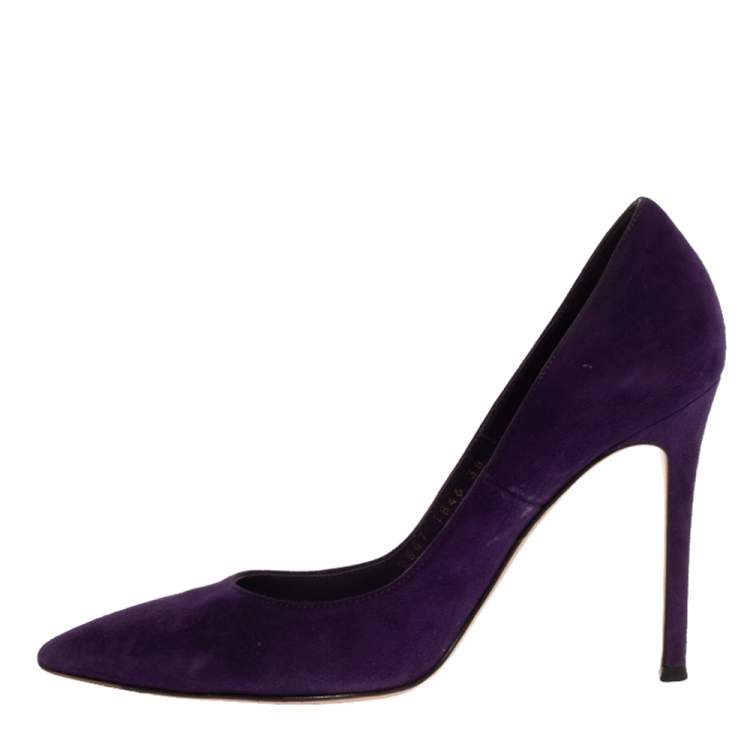 Pre Owned Gianvito Rossi Purple Suede Pointed Toe Pumps Size 38