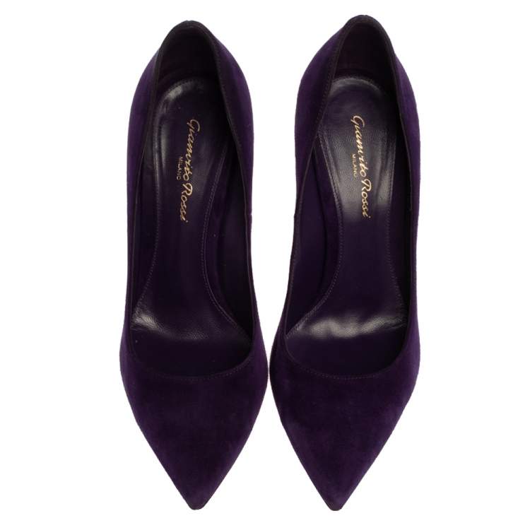 Pre Owned Gianvito Rossi Purple Suede Pointed Toe Pumps Size 38