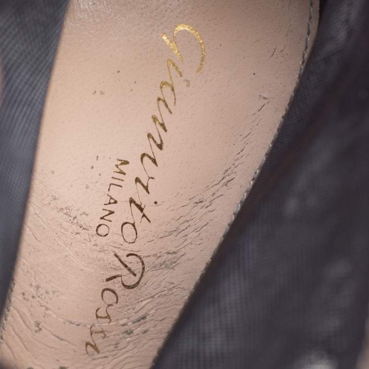 Pre Owned Gianvito Rossi Black Lace and Suede Lace Up Peep Toe Ankle Boots Size Size 37