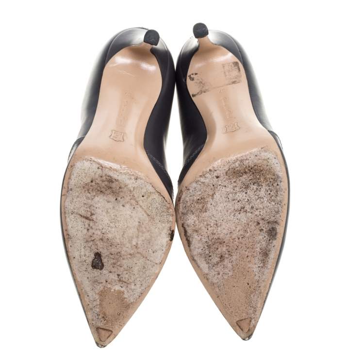 Pre Owned Gianvito Rossi Grey Leather Mable Boots Size 37