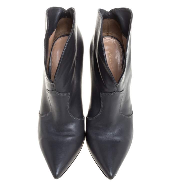 Pre Owned Gianvito Rossi Grey Leather Mable Boots Size 37