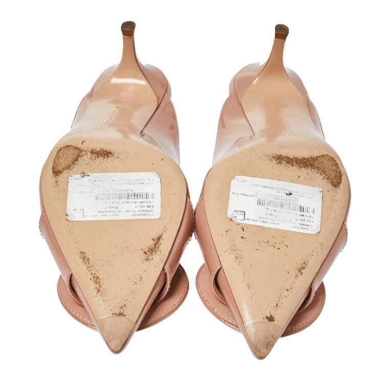 Pre Owned Gianvito Rossi Beige Patent Leather Ruby Mules Sandals Size 41